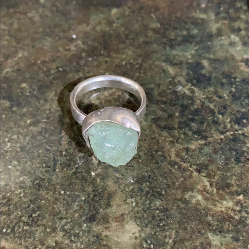 .925 raw aquamarine ring